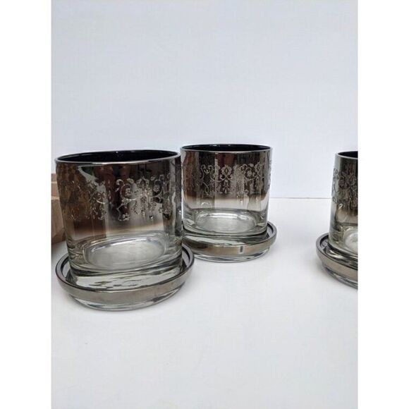 Queen's Lusterware vitreon Ice bucket rock/shot glass set, faded mercury silver - Picture 6 of 9
